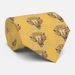 Texas Tribal Cow Skull mens tie