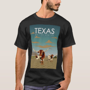 Texas United States Vintage Retro US State Travel T-Shirt