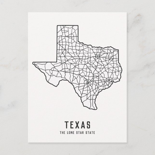 Texas US State road map - the Lone star state map Postcard (Front)