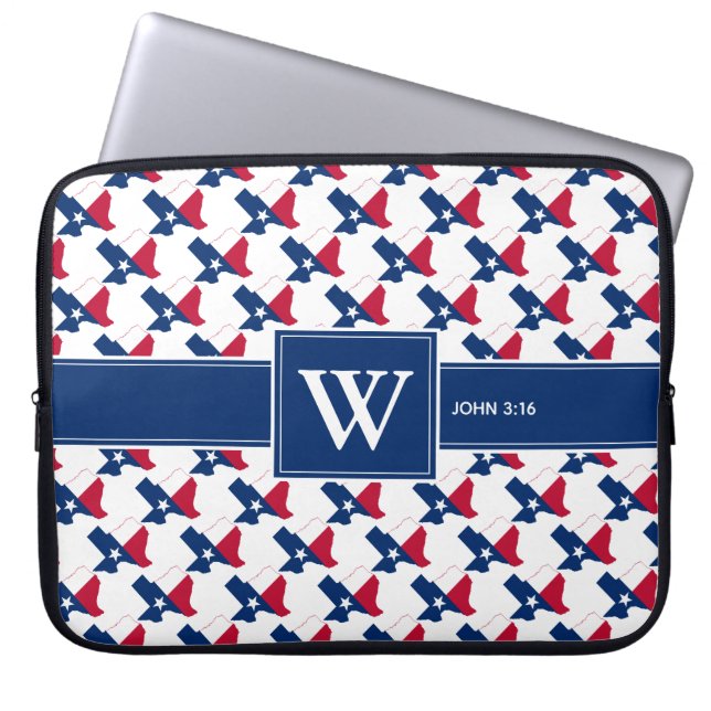 TEXAS USA Christian Scripture Monogram laptop Sleeve (Front)
