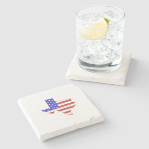 Texas USA flag silhouette state map Stone Coaster