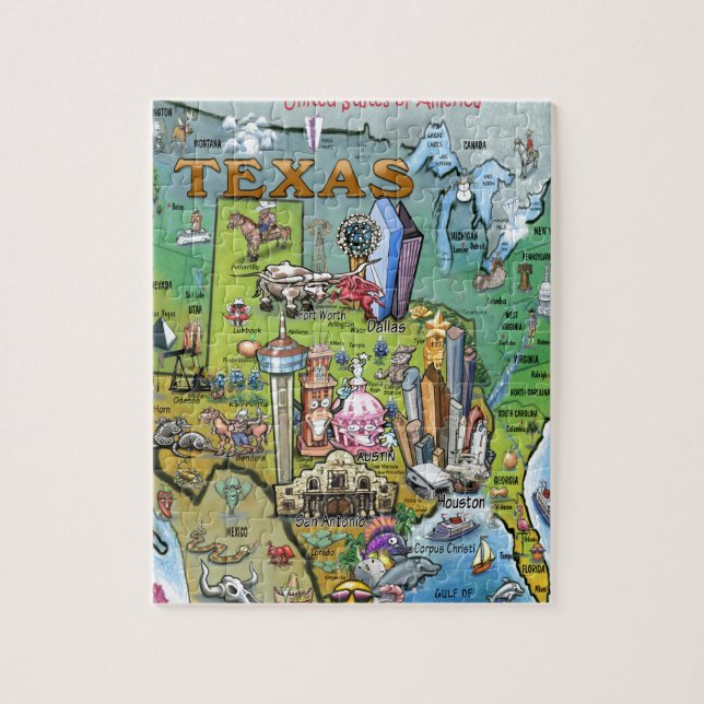 Texas USA Map Jigsaw Puzzle (Vertical)
