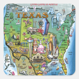 Texas USA Map Square Sticker