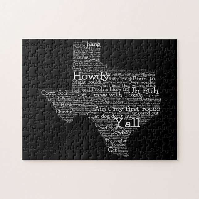 Texas USA Slang Word Art Map Jigsaw Puzzle (Horizontal)