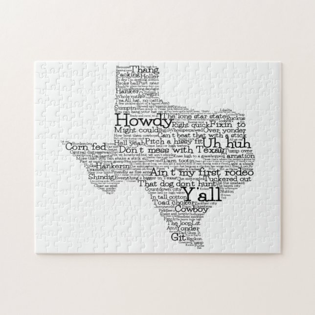 Texas USA Slang Word Art Map Jigsaw Puzzle (Horizontal)