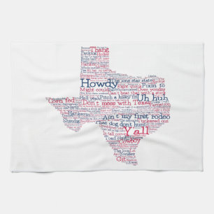 Texas USA Slang Word Art Map Kitchen Towel