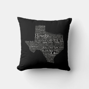 Texas USA Slang Word Art Map Throw Pillow