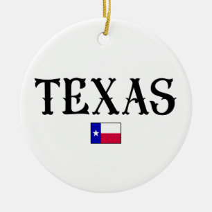 Texas USA State Map Flag Ceramic Ornament
