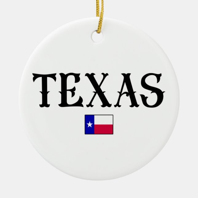 Texas USA State Map Flag Ceramic Ornament (Front)