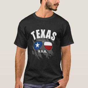 Texas Usa Sunglasses With Texas Flag T-Shirt