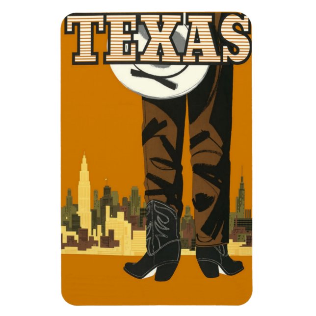 Texas USA Vintage Travel magnet (Vertical)