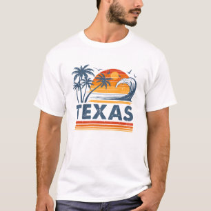 Texas Vacation Sunset Cute 70s Vintage Retro Beach T-Shirt