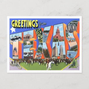 Texas Vintage Big Letters Postcard