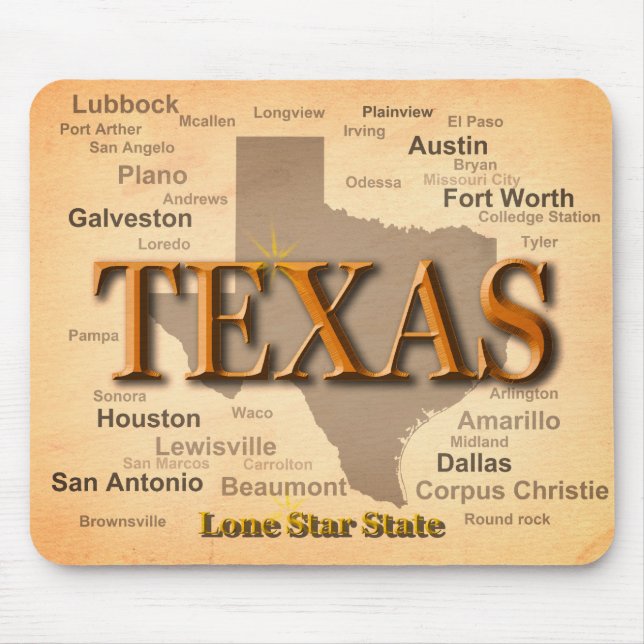 Texas Vintage Map Mouse Pad (Front)