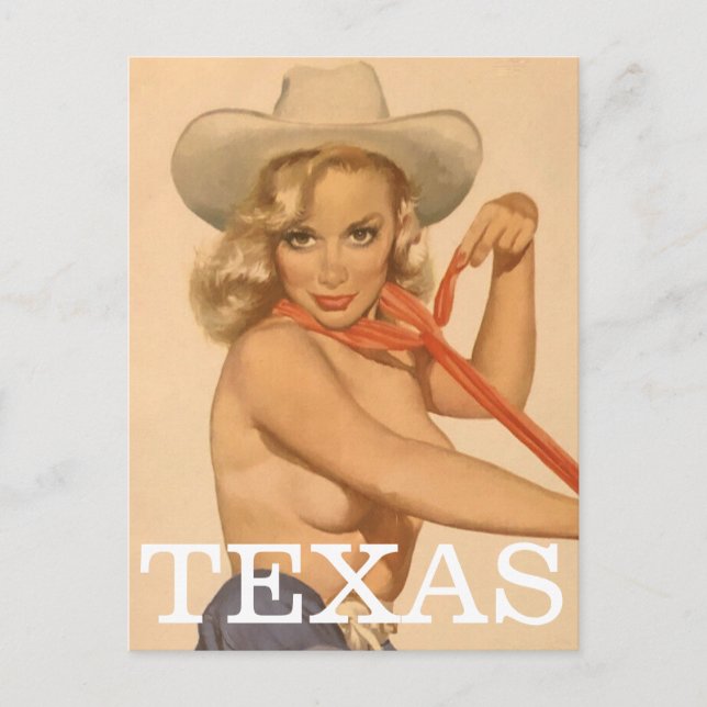 Texas Vintage Pin Up girl Postcard (Front)