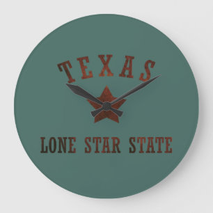 Texas vintage the lone star state large clock