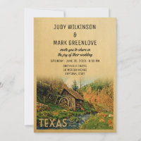Texas Wedding Invitation Rustic Cabin Mill
