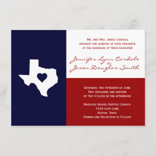 Texas Wedding Venues Invitations Red White Blue