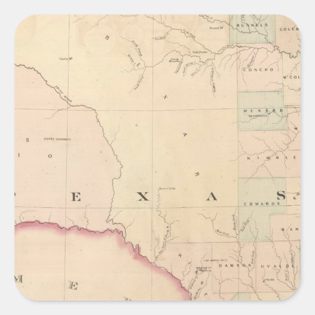 Texas, Western Portion Square Sticker (Front)