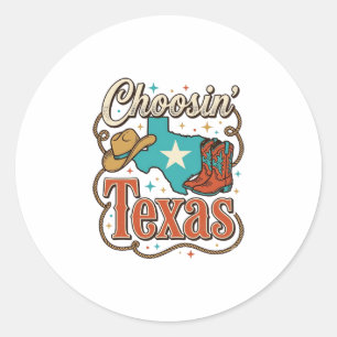 Texas Western Vintage Cowgirl Graphic T-Shirt Desi Classic Round Sticker