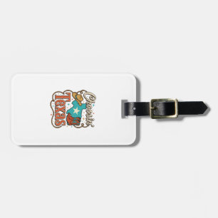 Texas Western Vintage Cowgirl Graphic T-Shirt Desi Luggage Tag