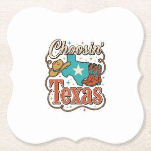 Texas Western Vintage Cowgirl Graphic T-Shirt Desi Paper Coaster