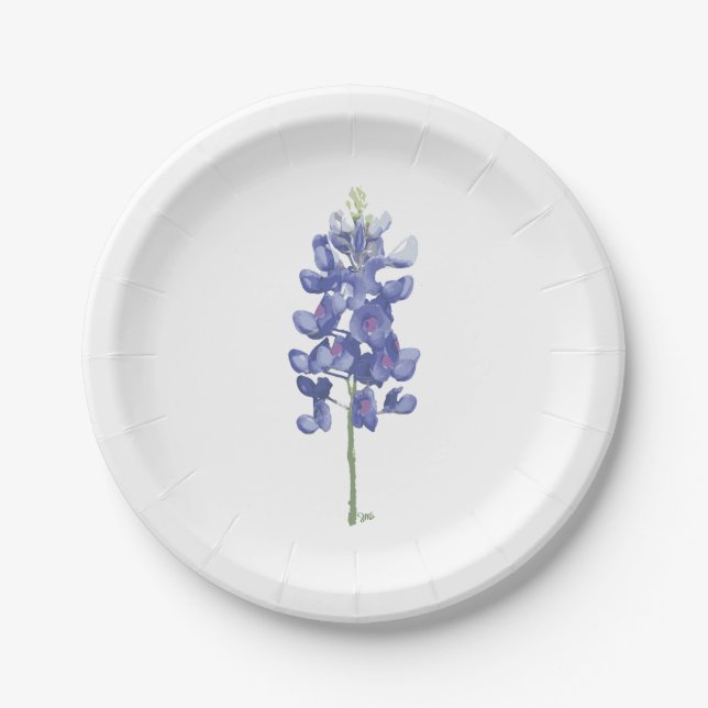 Texas Wild Flower Bluebonnet Paper Plate (Front)