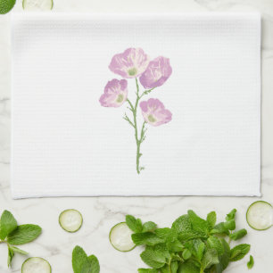 Texas Wild Flower Buttercup, pink, lavender flower Tea Towel