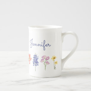Texas Wild Flowers - Indian Paintbrush, Bluebonnet Bone China Mug