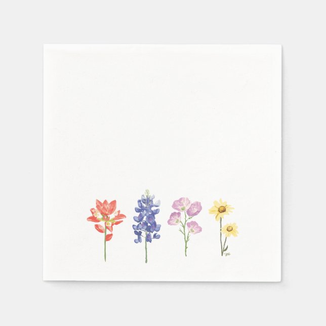 Texas Wild Flowers - Indian Paintbrush, Bluebonnet Napkin (Front)