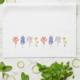 Texas Wild Flowers - Indian Paintbrush, Bluebonnet Tea Towel
