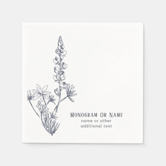 Texas Wildflower Bluebonnet Family Last Name Napkin