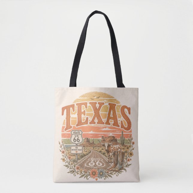 Texas Wildflower Highway Adventure Style Tote Bag (Front)