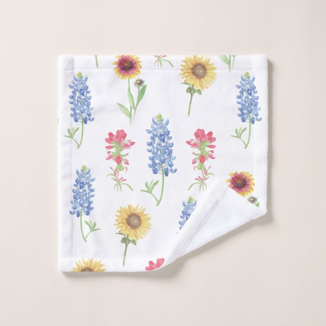 Texas Wildflower Pattern Bath Towel Set (Wash Cloth)