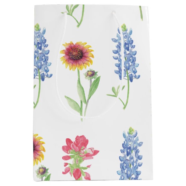 Texas Wildflower Pattern Medium Gift Bag (Front)