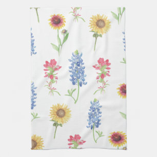 Texas Wildflower Pattern Tea Towel