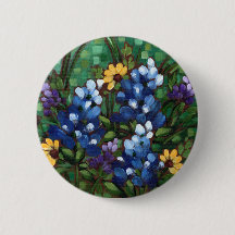 "Texas Wildflowers - Bluebonnets" Round Button