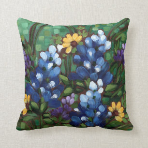 "Texas Wildflowers - Bluebonnets" Throw Pillow