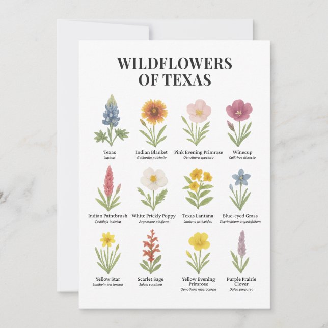 Texas Wildflowers in Watercolor Style Invitation (Front)