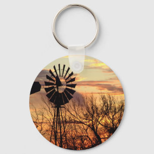Texas windmill sunset key ring