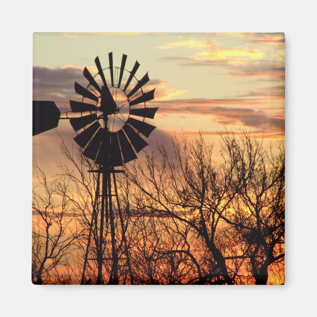 Texas windmill sunset magnet (Front)
