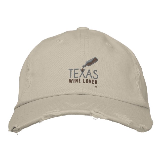 Texas Wine Lover Distressed Baseball Cap (Front)