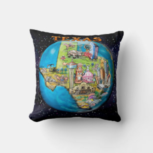 Texas World Throw Pillow
