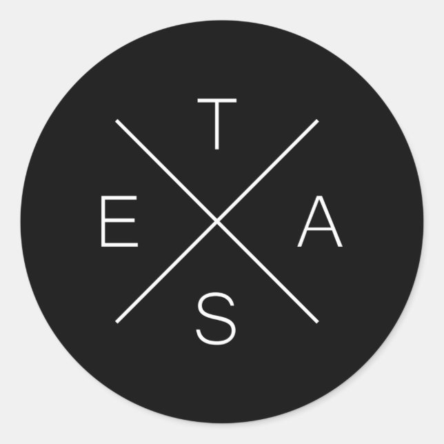 Texas X Shape State Of Texas Text Classic Round Sticker (Front)