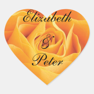 Texas Yellow Rose Personalised Wedding Heart Sticker