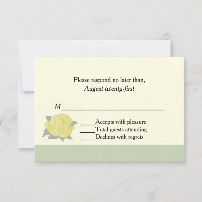 Texas Yellow Rose Wedding RSVP Card (Front)