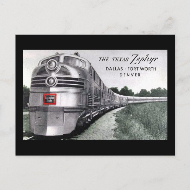 Texas Zephyr Train Vintage Postcard (Front)