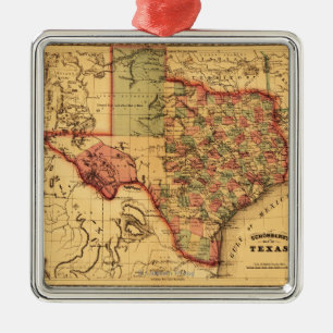 TexasPanoramic Map Metal Tree Decoration