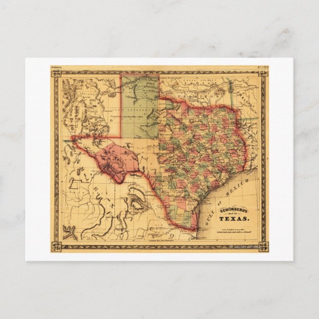 TexasPanoramic Map Postcard (Front)