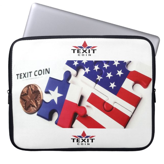 "TeXit Coin 15" Puzzle Piece and Logo  Laptop Sleeve (Front)
